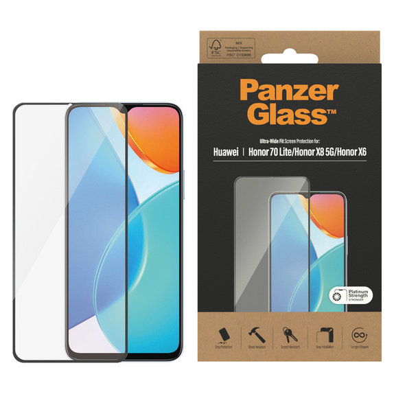 Kaljeno steklo UWF za Honor 70 Lite, Črna, PanzerGlass