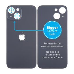 Apple iPhone 15 - Steklo zadnjega ohišja s povečano luknjo za kamero (Black)