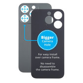 Apple iPhone 15 Pro - Steklo zadnjega ohišja s povečano luknjo za kamero (Black Titanium)
