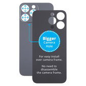 Apple iPhone 15 Pro Max - Steklo zadnjega ohišja s povečano luknjo za kamero (Black Titanium)