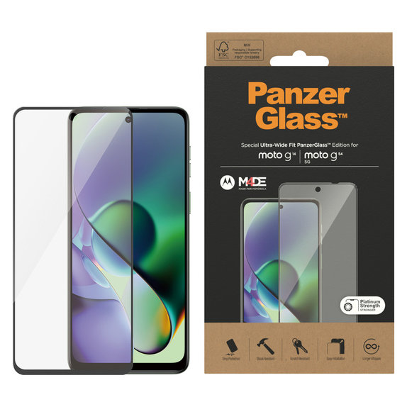 Kaljeno steklo UWF za Motorola Moto G14/G54 5G, Črna, PanzerGlass
