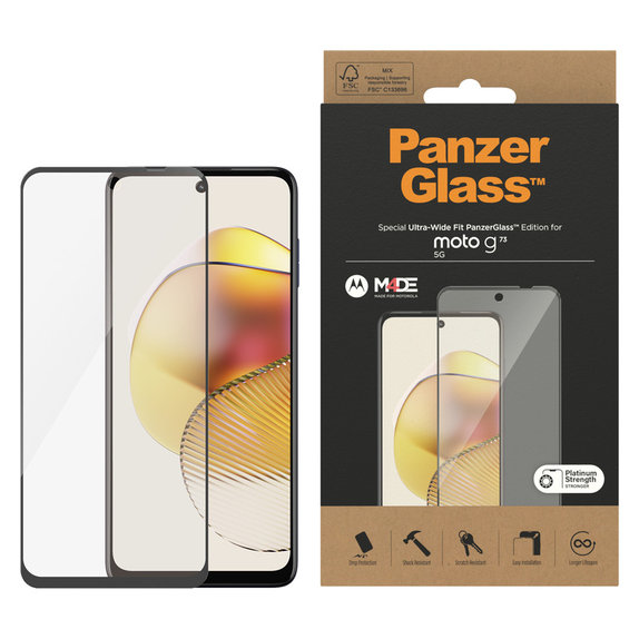 Kaljeno steklo UWF za Motorola Moto G73 5G, Črna, PanzerGlass