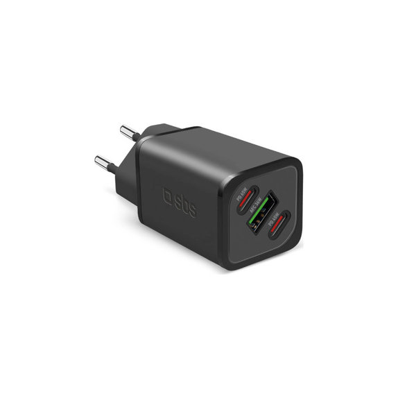 Potovalni adapter NanoTube 2x USB-C/USB-A, GaN, 65 W PD, črna, SBS
