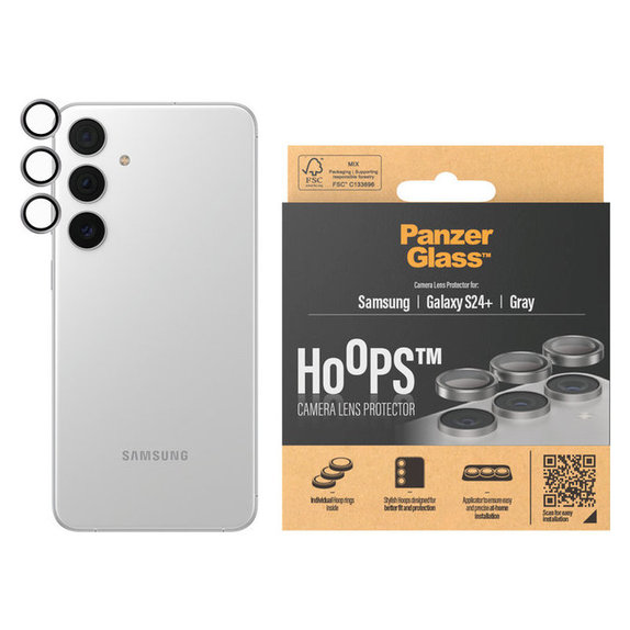 Zaščita objektiva kamere Hoops za Samsung Galaxy S24+, Siva, PanzerGlass