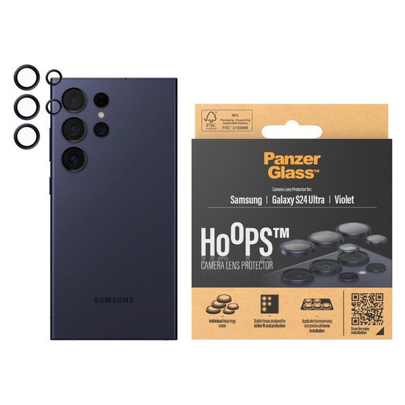 Zaščita objektiva kamere Hoops za Samsung Galaxy S24 Ultra, Vijolična, PanzerGlass