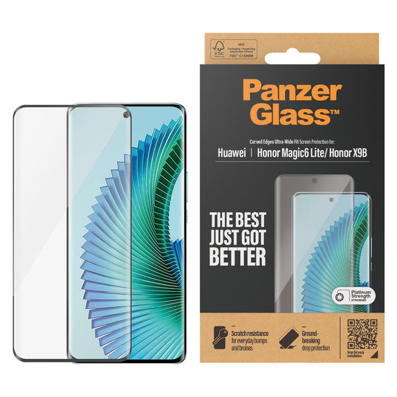 Kaljeno steklo UWF za Honor Magic6 Lite, Črna, PanzerGlass