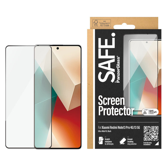 Kaljeno steklo UWF za Xiaomi Redmi Note 13 4G, Črna, SAFE by PanzerGlass