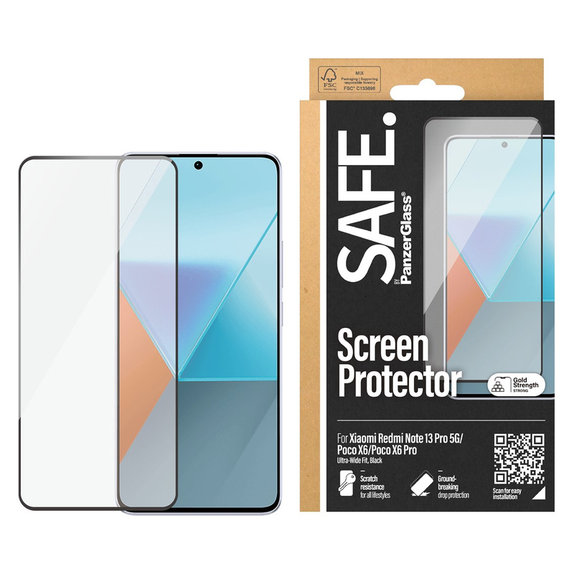 Kaljeno steklo UWF za Xiaomi Redmi Note 13 Pro 5G, Črna, SAFE by PanzerGlass