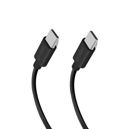 SBS - Pleteni kabel USB-C/USB-C, PD, 100W, 1.5m, črna