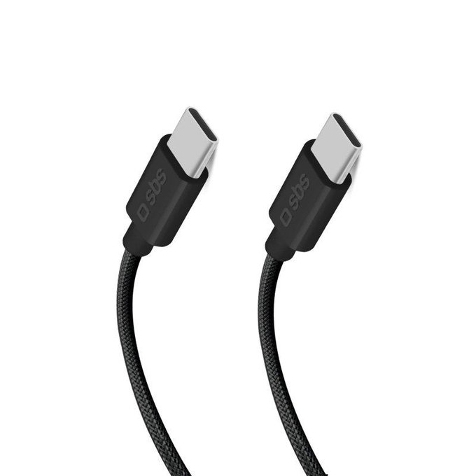 SBS - Pleteni kabel USB-C/USB-C, PD, 100W, 1.5m, črna