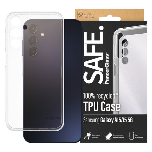 Ovitek TPU za Samsung Galaxy A15/A15 5G, Prozorna, SAFE by PanzerGlass