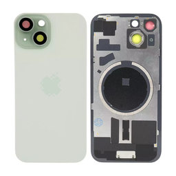 Apple iPhone 15 - Steklo zadnjega ohišja + Leča kamere + Kovinska plošča + Magsafe magnet (Green)