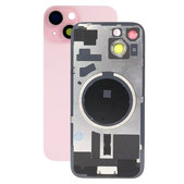 Apple iPhone 15 - Steklo zadnjega ohišja + Leča kamere + Kovinska plošča + Magsafe magnet (Pink)