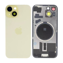 Apple iPhone 15 - Steklo zadnjega ohišja + Leča kamere + Kovinska plošča + Magsafe magnet (Yellow)
