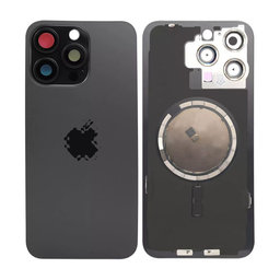Apple iPhone 15 Pro Max - Steklo zadnjega ohišja + Leča kamere + Kovinska plošča + Magsafe magnet (Black Titanium)
