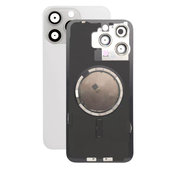 Apple iPhone 15 Pro Max - Steklo zadnjega ohišja + Leča kamere + Kovinska plošča + Magsafe magnet (White Titanium)