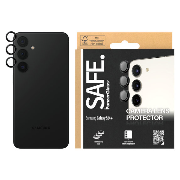 Zaščita objektiva kamere za Samsung Galaxy S24+, Črna, SAFE by PanzerGlass