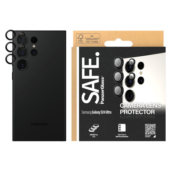 Zaščita objektiva kamere za Samsung Galaxy S24 Ultra, Črna, SAFE by PanzerGlass