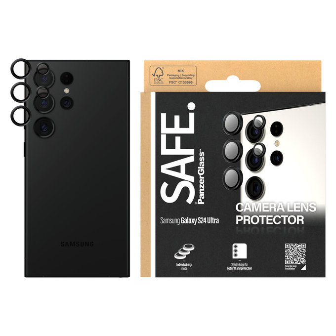 Zaščita objektiva kamere za Samsung Galaxy S24 Ultra, Črna, SAFE by PanzerGlass