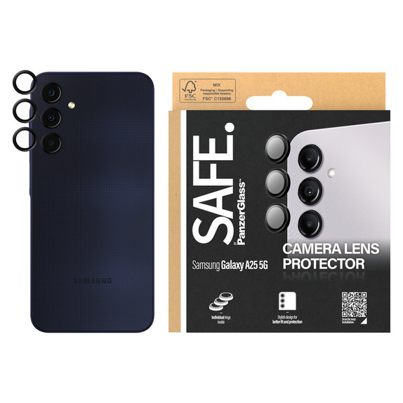 Zaščita objektiva kamere za Samsung Galaxy A25 5G, Črna, SAFE by PanzerGlass