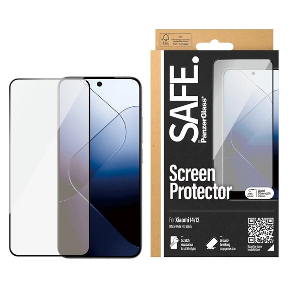 Kaljeno steklo UWF za Xiaomi 14/13, Črna, SAFE by PanzerGlass
