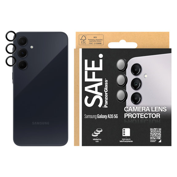 Zaščita objektiva kamere za Samsung Galaxy A34 5G, Črna, SAFE by PanzerGlass