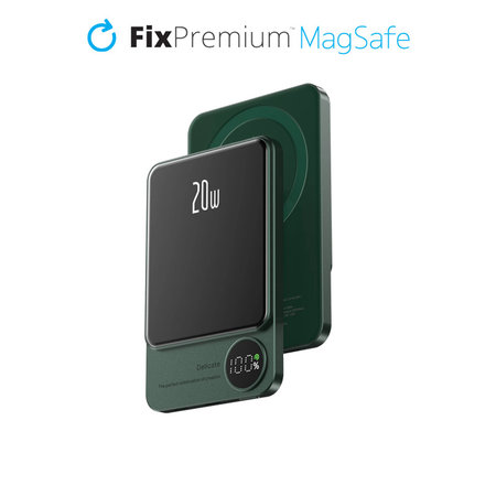 FixPremium - MagSafe PowerBank z LCD 5000mAh, zelena
