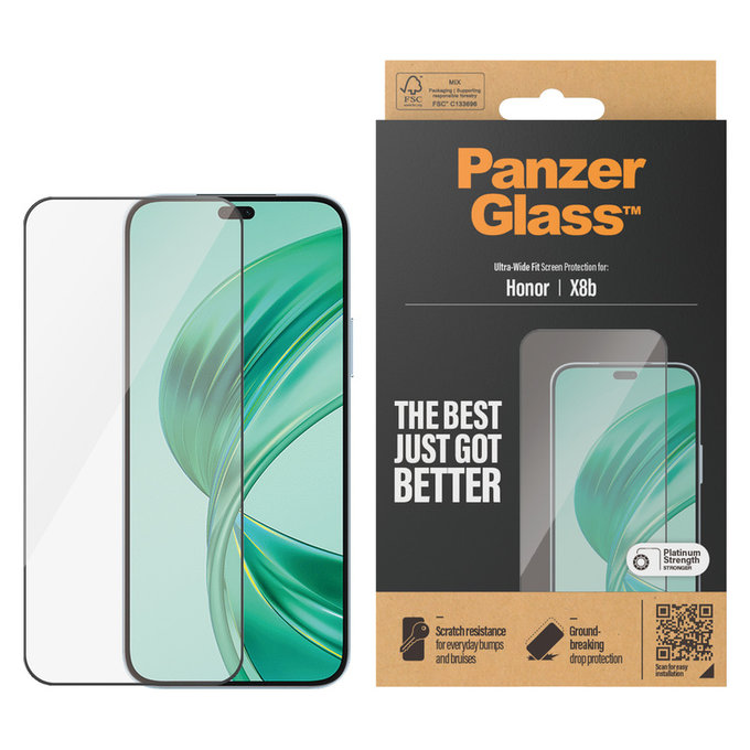 Kaljeno steklo UWF za Honor 90 Smart, Črna, PanzerGlass