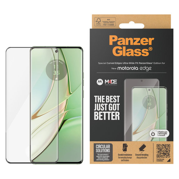 Kaljeno steklo UWF za Motorola Edge 50 Pro, Črna, PanzerGlass