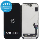 Zaslon Soft OLED za iPhone 15, Steklo na dotik z okvirjem, FixPremium