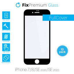 FixPremium FullCover Glass - Kaljeno steklo za iPhone 7, 8, SE 2020 i SE 2022 (10 Pack)