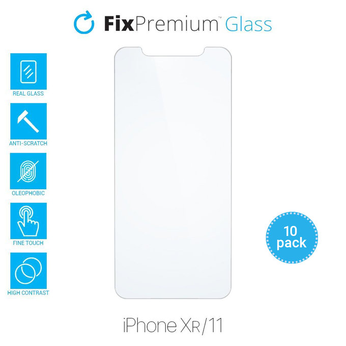 FixPremium Glass - Kaljeno staklo za iPhone XR i 11 (10 Pack)