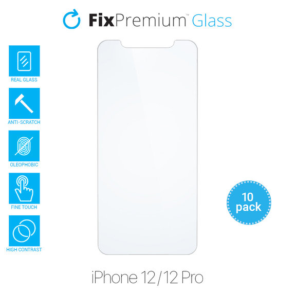 FixPremium Glass - Kaljeno staklo za iPhone 12 i 12 Pro (10 Pack)