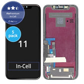 Zaslon 5 Pack In-Cell za iPhone 11, Steklo na dotik z okvirjem, FixPremium