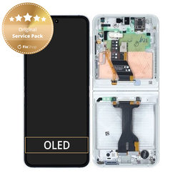 Samsung Galaxy Z Flip 6 F741B - LCD zaslon + steklo na dotik + okvir (White) - GH82-35014F Genuine Service Pack