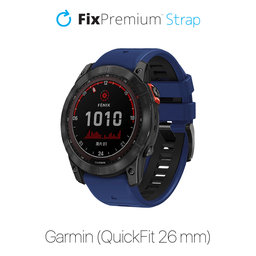 FixPremium - Dvobarvni silikonski pašček za Garmin (QuickFit 26mm), moder