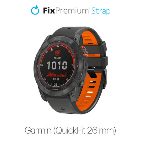 FixPremium - Dvobarvni silikonski pašček za Garmin (QuickFit 26mm), siv