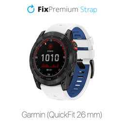 FixPremium - Dvobarvni silikonski pašček za Garmin (QuickFit 26mm), bel