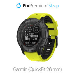 FixPremium - Dvobarvni silikonski pašček za Garmin (QuickFit 26mm), zelen