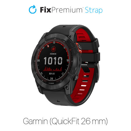 FixPremium - Dvobarvni silikonski pašček za Garmin (QuickFit 26mm), črn