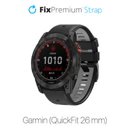 FixPremium - Dvobarvni silikonski pašček za Garmin (QuickFit 26mm), črn