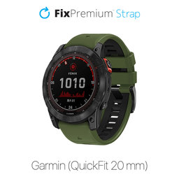 FixPremium - Dvobarvni silikonski pašček za Garmin (QuickFit 20mm), temno zelen