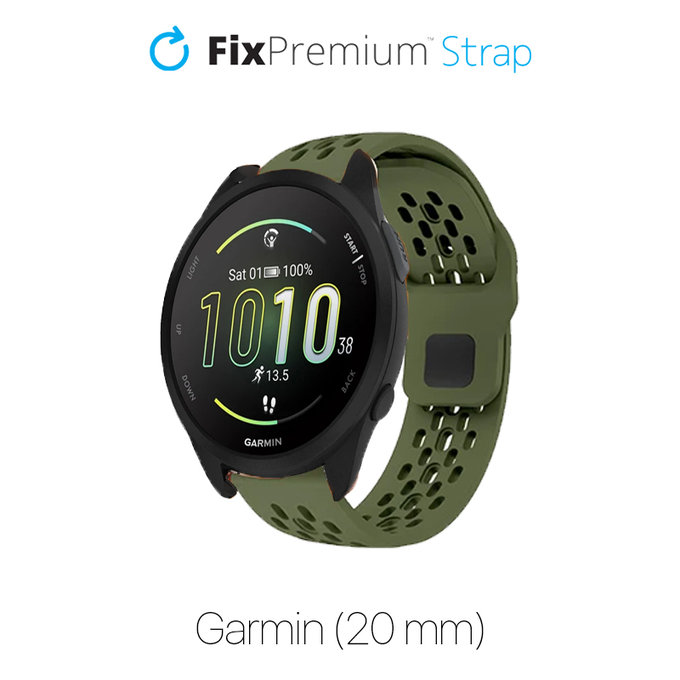 FixPremium - Univerzalni silikonski pašček za Garmin (20mm), zelen