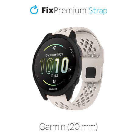 FixPremium - Univerzalni silikonski pašček za Garmin (20mm), bel