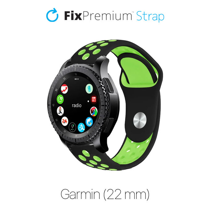 FixPremium - Silikonski športni pašček za Garmin (22mm), črn