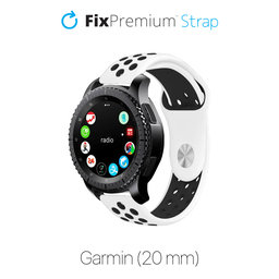 FixPremium - Silikonski športni pašček za Garmin (20mm), bel