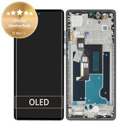 Motorola Edge 50 Fusion - LCD zaslon + steklo na dotik + okvir (Forest Blue) - 5D68C24633 Genuine Service Pack