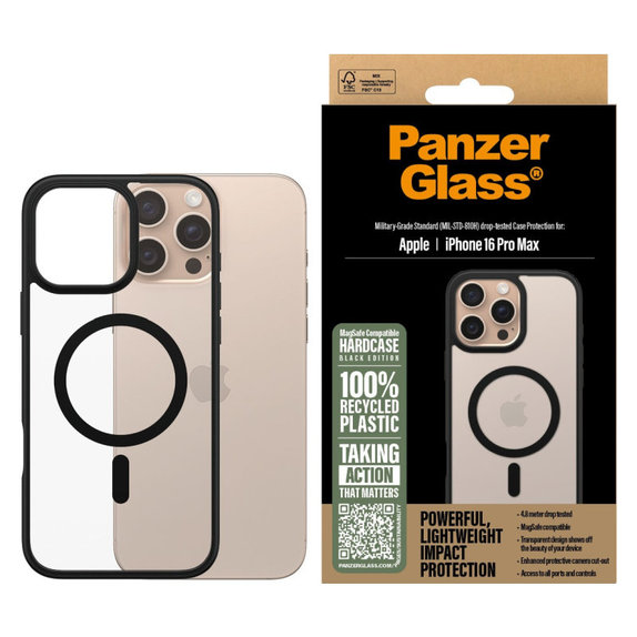 Ovitek HardCase z MagSafe za iPhone 16 Pro Max, črna, PanzerGlass