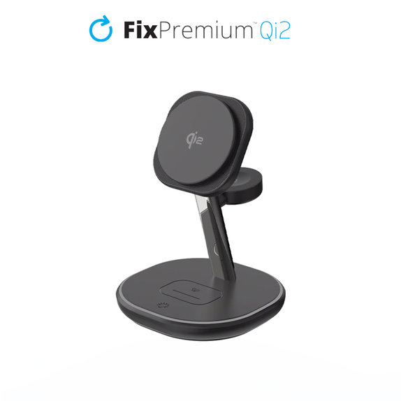 FixPremium - MagSafe Stojalo za polnjenje z Qi2, črna