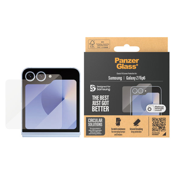 Kaljeno steklo Classic Fit za Samsung Galaxy Z Flip6, Prozorna, PanzerGlass